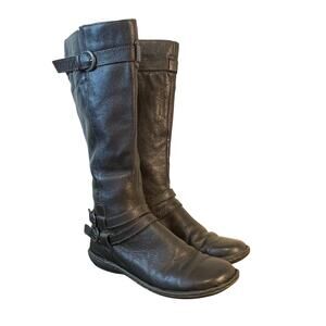 Børn b.o.c Tall Black Leather Riding Boots 7.5 Women’s Knee High Buckle Comfort